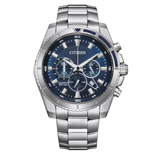 Citizen AN8201-57L Herrenuhr Chronograph Stahl/Blau