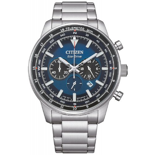 Citizen CA4500-91L Eco-Drive Herren-Chronograph Stahl/Blau