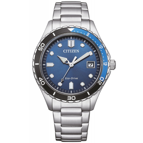 Citizen AW1821-89L Eco-Drive Solaruhr in Unisexgröße Stahl/Blau