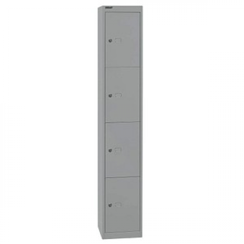 BISLEY Schließfachschrank silber CLK124355, 4 Schließfächer 30,5 x 30,5 x 180,2 cm