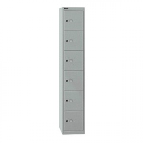 BISLEY Schließfachschrank silber CLK126355, 6 Schließfächer 30,5 x 30,5 x 180,2 cm