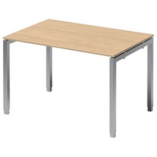 BISLEY Cito höhenverstellbarer Schreibtisch ahorn, silber rechteckig, 4-Fuß-Gestell silber 120,0 x 80,0 cm