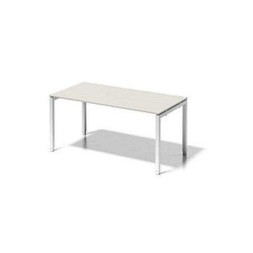 BISLEY Cito höhenverstellbarer Schreibtisch grauweiß, verkehrsweiß rechteckig, 4-Fuß-Gestell weiß 160,0 x 80,0 cm