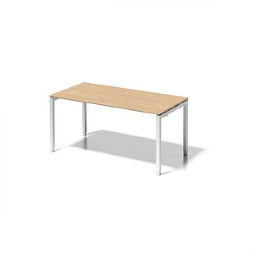 BISLEY Cito höhenverstellbarer Schreibtisch ahorn, verkehrsweiß rechteckig, 4-Fuß-Gestell weiß 160,0 x 80,0 cm