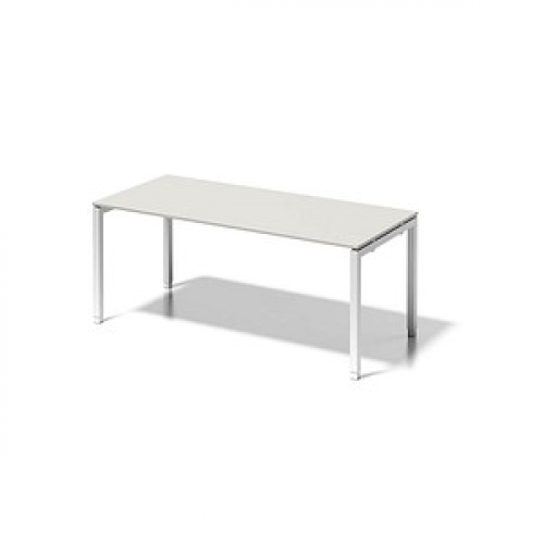 BISLEY Cito höhenverstellbarer Schreibtisch grauweiß, verkehrsweiß rechteckig, 4-Fuß-Gestell weiß 180,0 x 80,0 cm