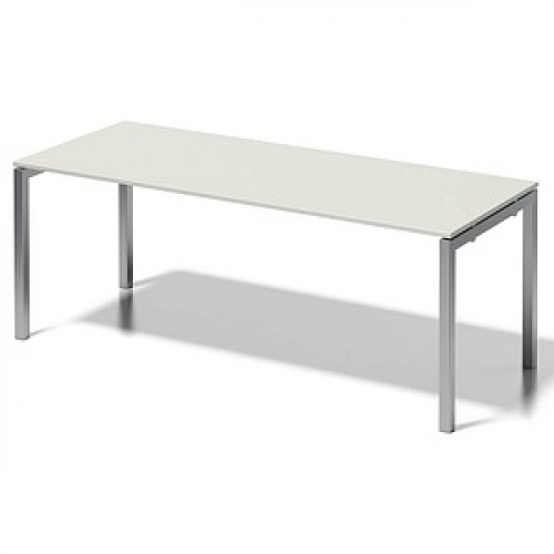 BISLEY Cito Schreibtisch grauweiß, silber rechteckig, 4-Fuß-Gestell silber 200,0 x 80,0 cm