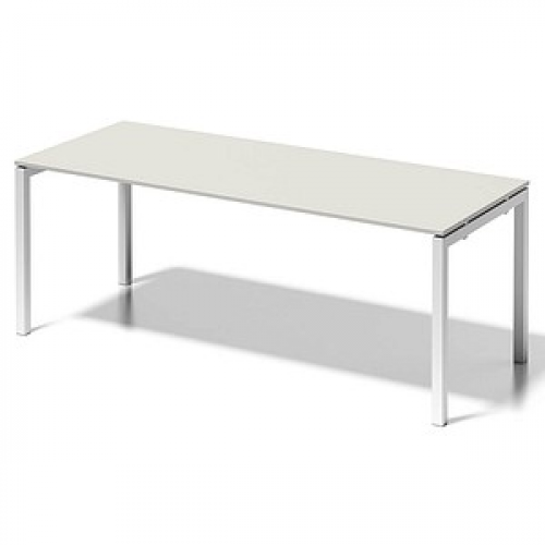 BISLEY Cito Schreibtisch grauweiß, verkehrsweiß rechteckig, 4-Fuß-Gestell weiß 200,0 x 80,0 cm