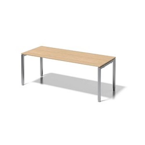 BISLEY Cito höhenverstellbarer Schreibtisch ahorn, silber rechteckig, 4-Fuß-Gestell silber 200,0 x 80,0 cm