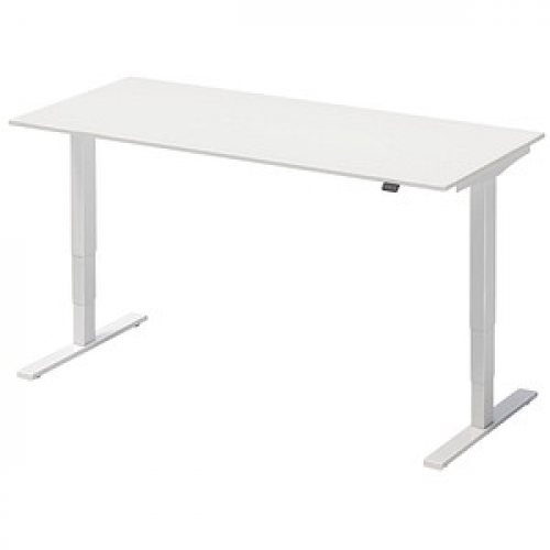 BISLEY Varia Single elektrisch höhenverstellbarer Schreibtisch weiß rechteckig, T-Fuß-Gestell weiß 180,0 x 80,0 cm