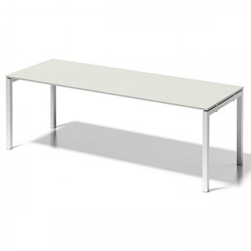 BISLEY Cito Schreibtisch grauweiß, verkehrsweiß rechteckig, 4-Fuß-Gestell weiß 220,0 x 80,0 cm