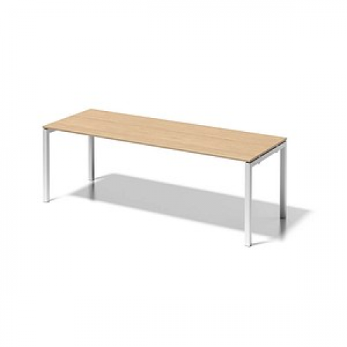 BISLEY Cito Schreibtisch ahorn, verkehrsweiß rechteckig, 4-Fuß-Gestell weiß 220,0 x 80,0 cm