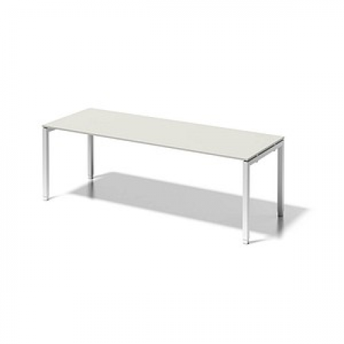 BISLEY Cito höhenverstellbarer Schreibtisch grauweiß, verkehrsweiß rechteckig, 4-Fuß-Gestell weiß 220,0 x 80,0 cm