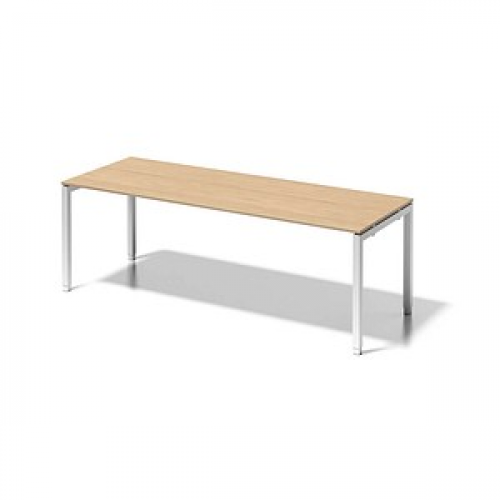 BISLEY Cito höhenverstellbarer Schreibtisch ahorn, verkehrsweiß rechteckig, 4-Fuß-Gestell weiß 220,0 x 80,0 cm