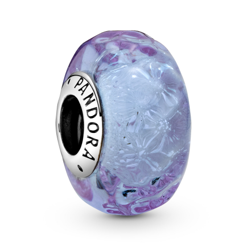 Pandora 798875C00 Silber Bead-Charm Welliges Lavendel Muranoglas