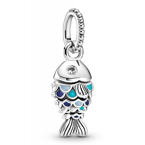 Pandora 799428C01 Charm-Anhänger Blau Geschuppter Fisch Silber