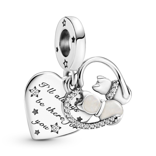 Pandora 799546C01 Silber Charm-Anhänger Katzen und Herzen