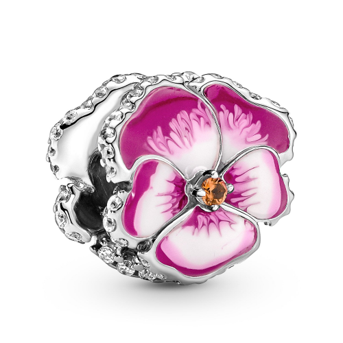 Pandora 790777C01 Charm Silber Pinkfarbenes Stiefmütterchen