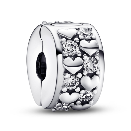 Pandora 792235C01 Silber Clip Unendliche Funkelnde Herzen