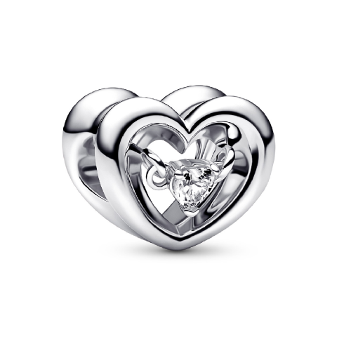 Pandora 792493C01 Silber Charm Strahlendes Herz & Schwebender Stein