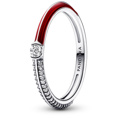 Pandora 192528C01 Damen-Ring Pavé & Rot Silber