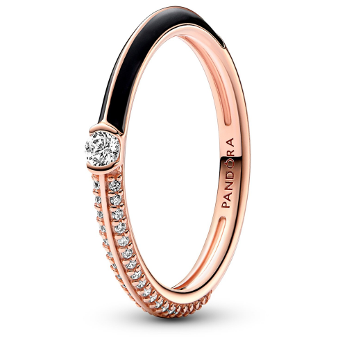 Pandora 182528C01 Damen-Ring Pavé & Schwarz Roségoldfarben