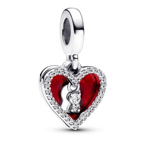 Pandora 793119C01 Charm-Anhänger Rotes Herz mit Doppeltem Schlüsselloch