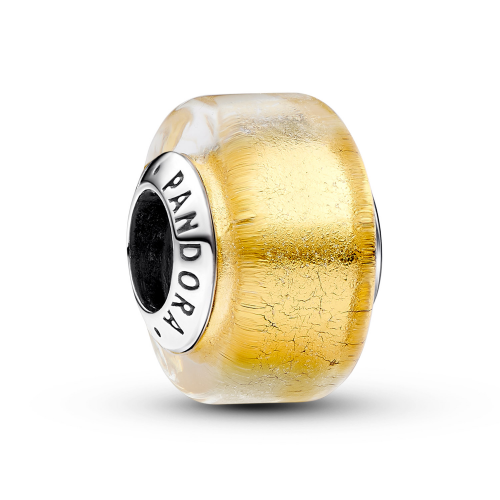 Pandora 793353C00 Charm Silber Muranoglas Goldfarben Mini