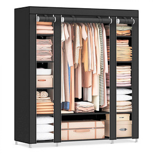 SONGMICS Stoffschrank, LSF03H schwarz 150,0 x 45,0 x 175,0 cm