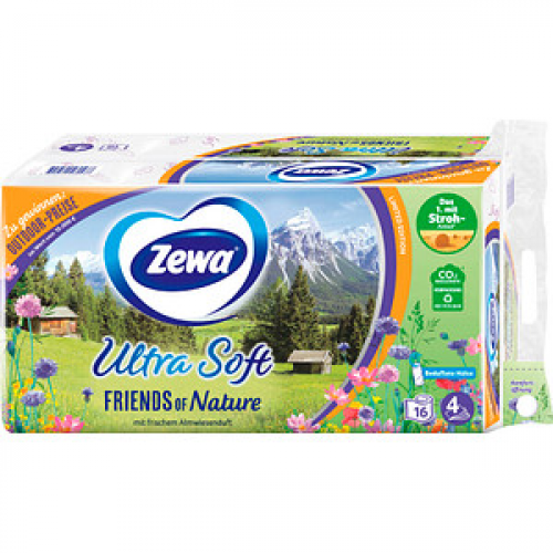 Zewa Toilettenpapier Ultra Soft "FRIENDS OF Nature" 4-lagig, 16 Rollen