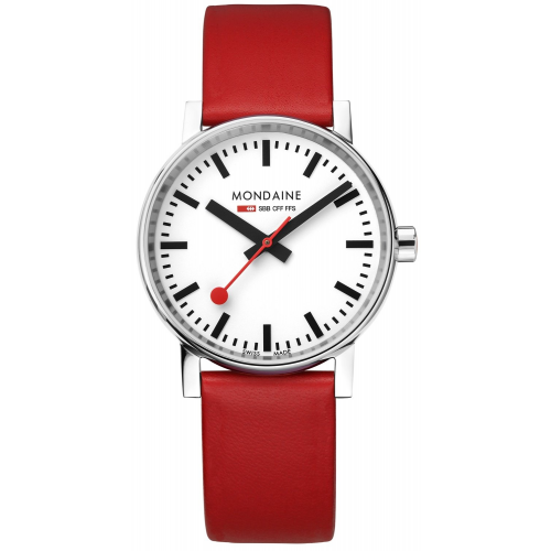 Mondaine MSE.35110.LCV Unisex Armbanduhr evo2 Rot 35 mm