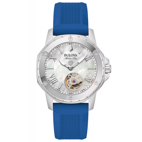 Bulova 96L324 Damenuhr Automatik Marine Star Blau