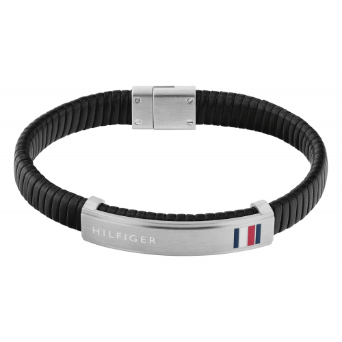 Tommy Hilfiger 2790349 Herren-Lederarmband Flat Braided Schwarz