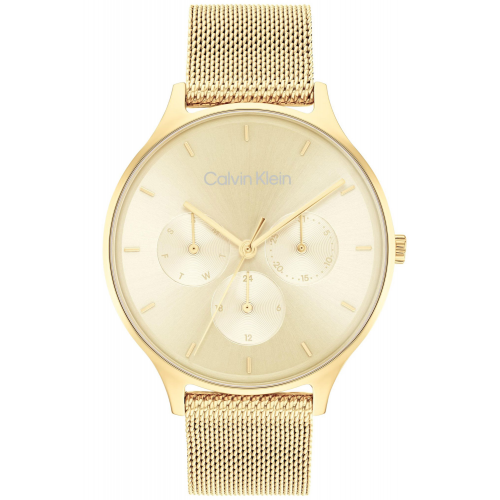 Calvin Klein 25200103 Damenuhr Timeless Mesh Multifunktion Goldfarben