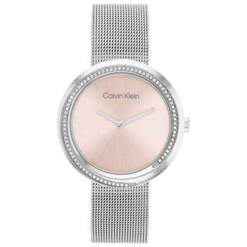 Calvin Klein 25200149 Damenuhr Twisted Bezel Stahl/Rosafarben