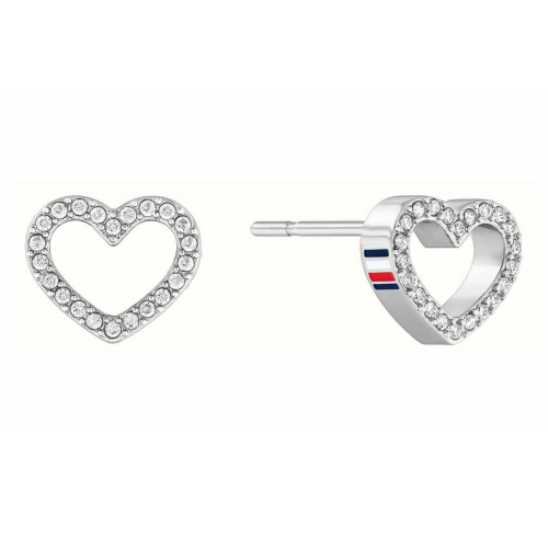 Tommy Hilfiger 2780744 Damen-Ohrstecker Enamel Hearts Silberfarben