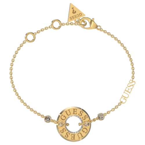 Guess JUBB03113JWYG Damen-Armband Logo Rund Charm Goldfarben