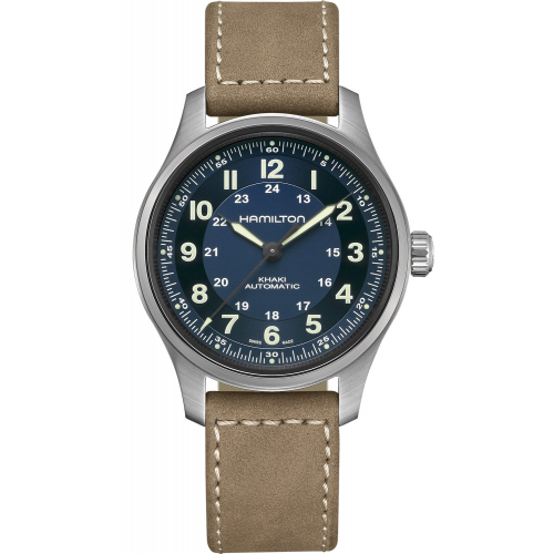 Hamilton H70545540 Herrenuhr Automatik Khaki Field Titanium Auto Blau