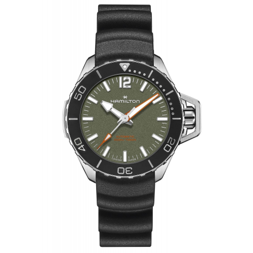 Hamilton H77455360 Unisex-Taucheruhr Khaki Navy Frogman Schwarz/Grün 41 mm