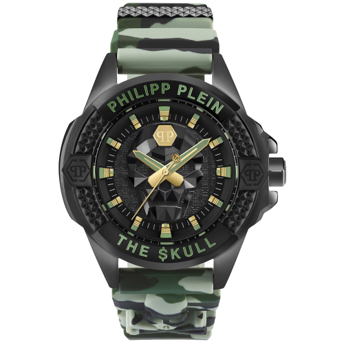 Philipp Plein PWAAA0821 Unisex-Uhr The Skull Schwarz/Camouflage Grün