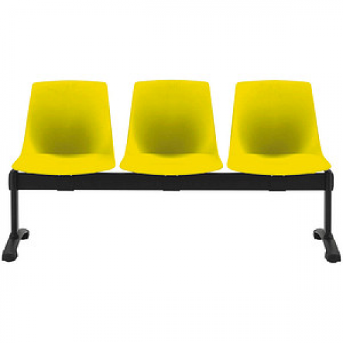 BISLEY 3-Sitzer Traversenbank BLOOM gelb schwarz Kunststoff
