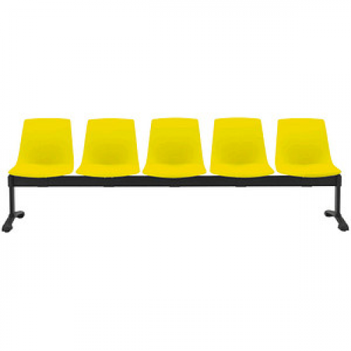 BISLEY 5-Sitzer Traversenbank BLOOM gelb schwarz Kunststoff
