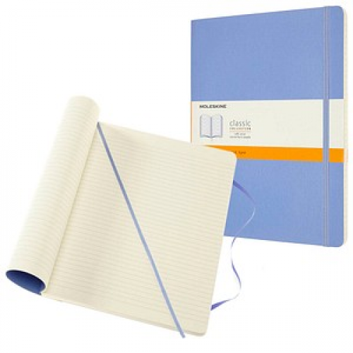 MOLESKINE Notizbuch Classic Collection flexibler Einband ca. DIN A4 liniert, hortensienblau Softcover 192 Seiten