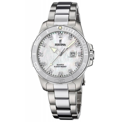 Festina F20503/1 Damenarmbanduhr Stahl/Perlmutt