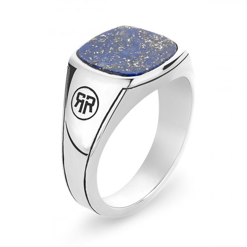 Rebel & Rose RR-RG039-S Herren-Siegelring 925 Silber mit Lapislazuli