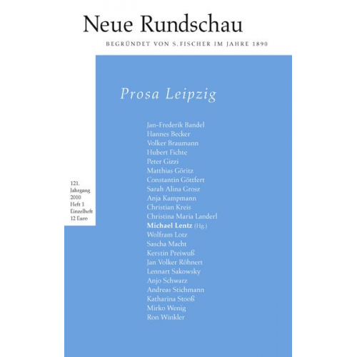 Samuel Fischer Michael Lentz Hans-Jürgen Balmes Jörg Bong - Neue Rundschau 2010/1