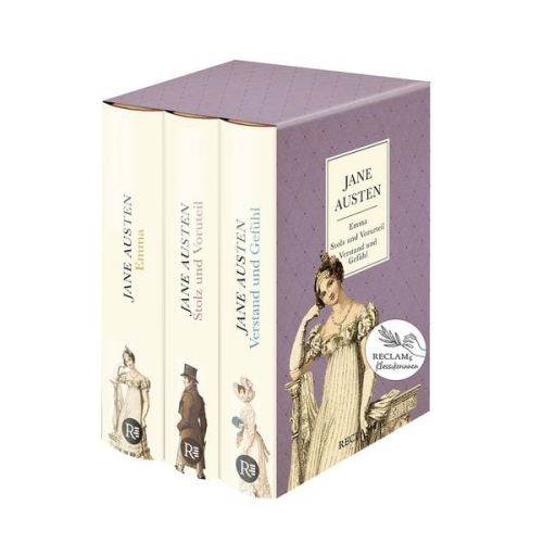 Jane Austen - 3 Bücher von Jane Austen im Schuber – Emma, Stolz und Vorurteil, Verstand und Gefühl – Reclam