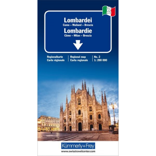 Lombardei Reisekarte Italien Nr. 2, 1:200 000