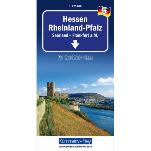 Kümmerly+Frey Regional-Strassenkarte 5 Hessen, Rheinland-Pfalz 1:275.000