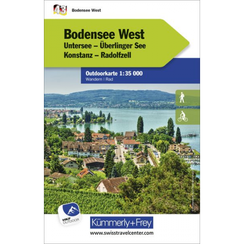 Bodensee West Untersee, Überlinger See, Konstanz, Radolfzell, Nr. 43 Outdoorkarte Deutschland 1:35 000