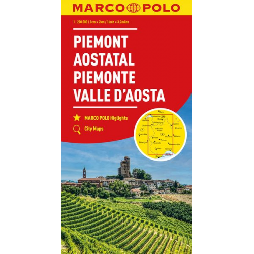 MARCO POLO Regionalkarte Italien 01 Piemont, Aostatal 1:200.000